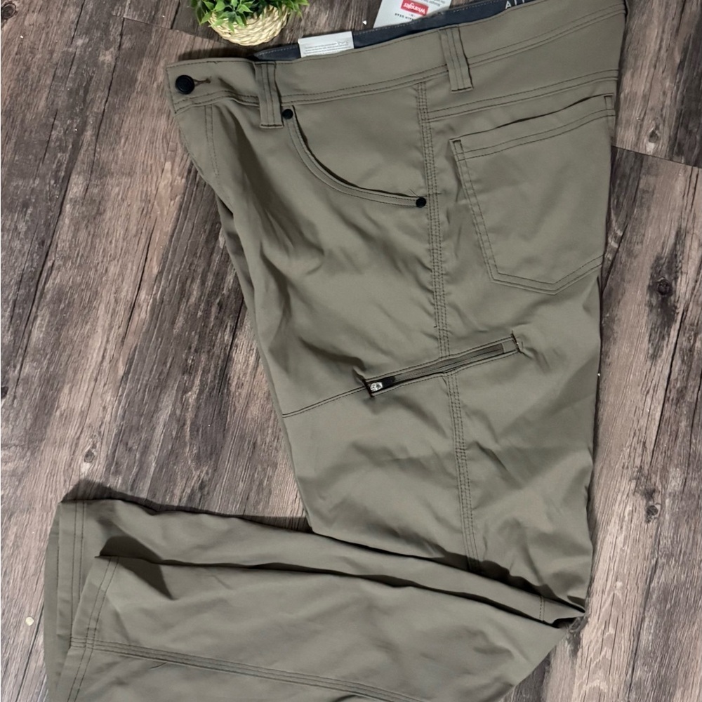 Men's Wrangler all terrain gear hiking pants water resistant, Earth Green - Picture 2 of 5